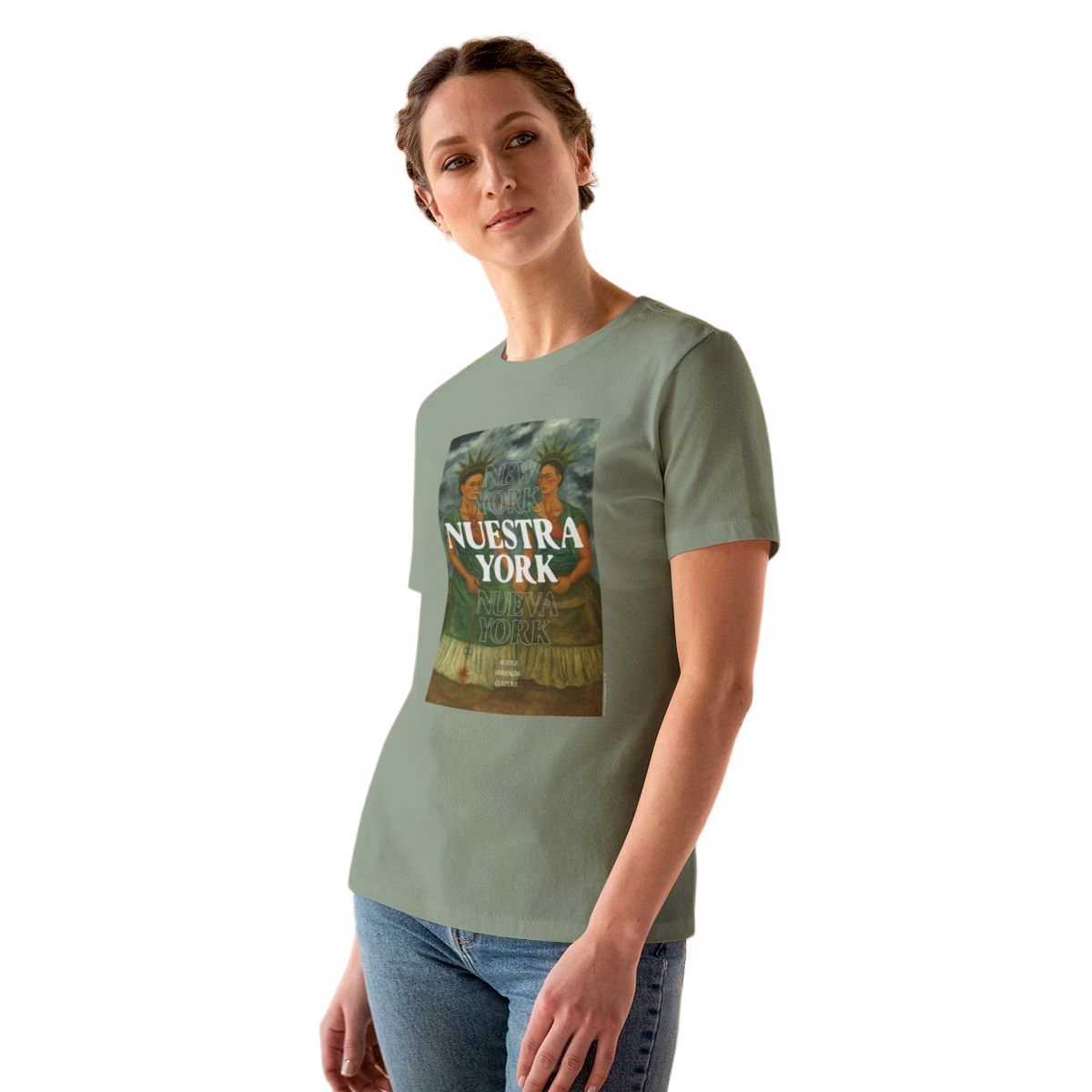 Nuestra York™ Frida Inspired, Woman's Tee, Earthy Sage