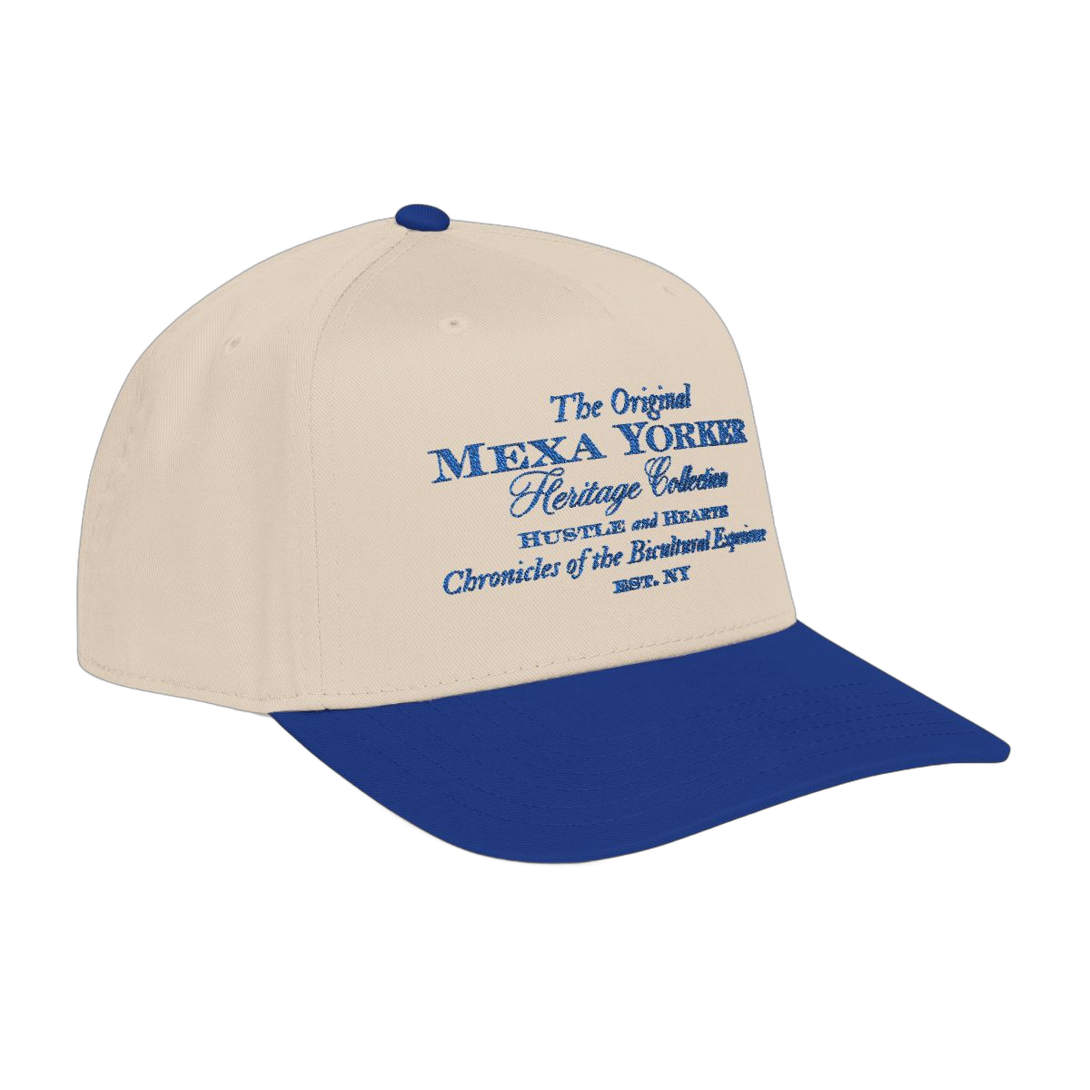 The Original Mexa Yorker Cap, Natural and Royal Blue