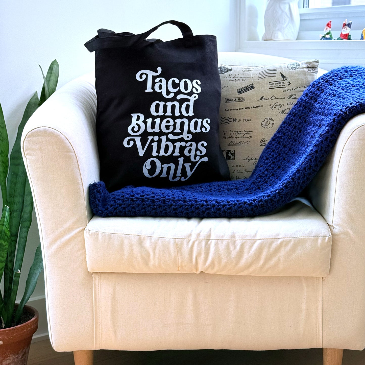 Tacos & Buenas Vibras Only - Minimalist Script Tote