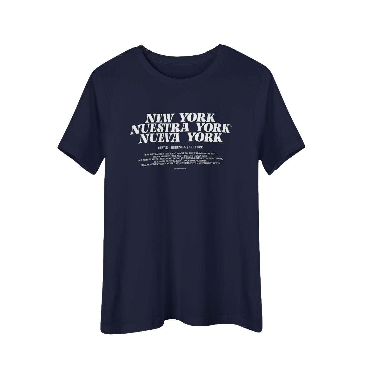 Nuestra York™ Immigrant Declaration, Woman's Tee, Navy Blue