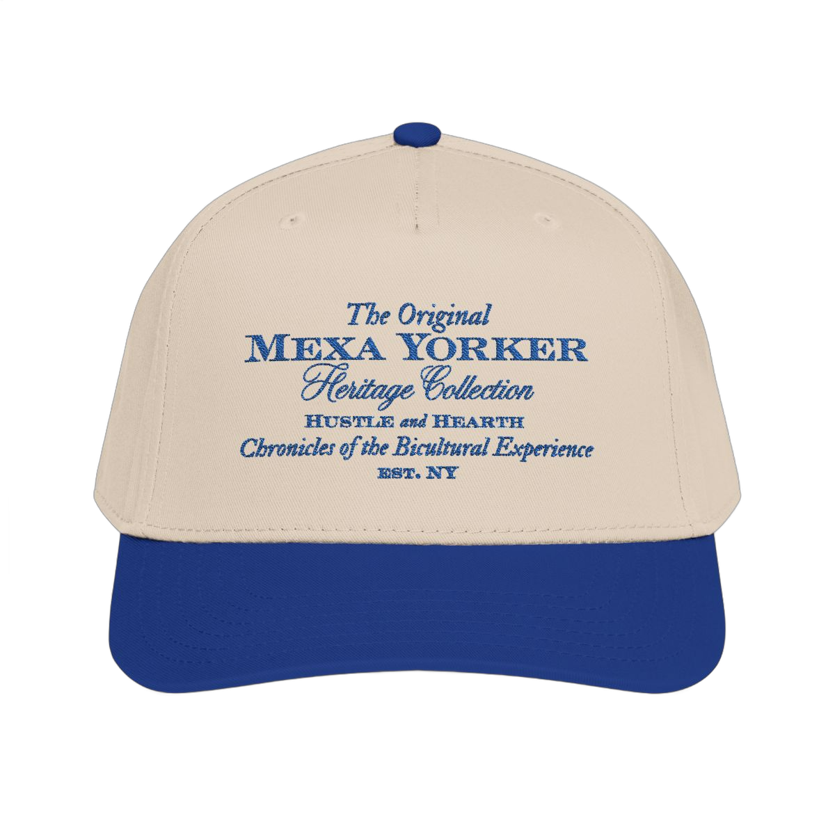 The Original Mexa Yorker Cap, Natural and Royal Blue