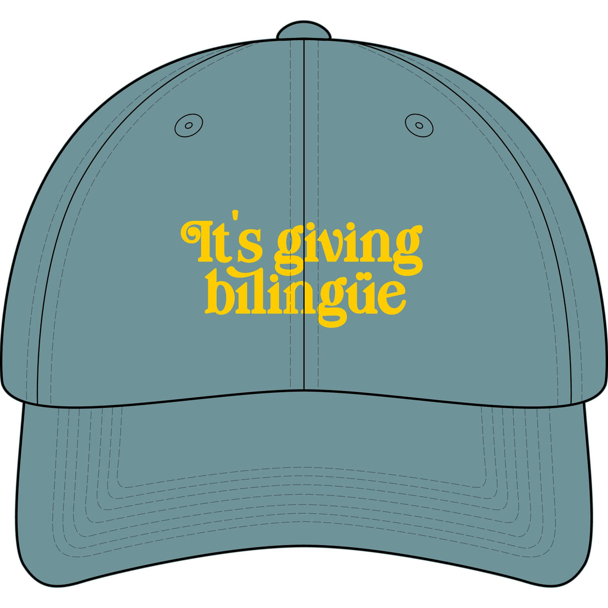 It's Giving Bilingüe Cap, Corduroy Flat-Peak Cap, Steel Blue