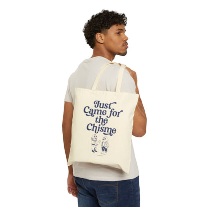 Just Came for the Chisme in Blue - Gossip Lover's Canvas Bag