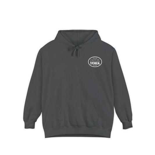 Nuestra York Statement - Pepper Gray Hoodie Front and Back