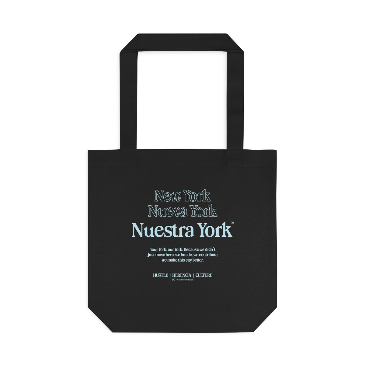 Nuestra York™ Philosophy Cotton Tote Bag, Black & Powder Blue