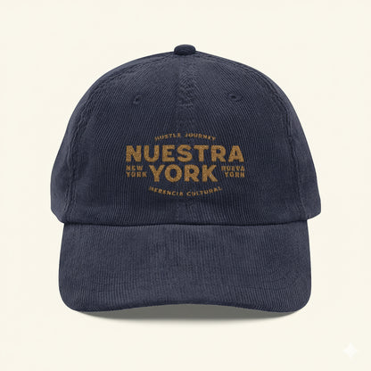 Nuestra York – Hustle & Herencia - Classic Black Corduroy Cap
