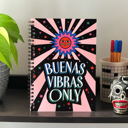 Buenas Vibras Only - Happy Sun Illustration Notebook
