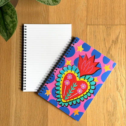 Corazón on Fire - Passionate Sacred Heart Notebook