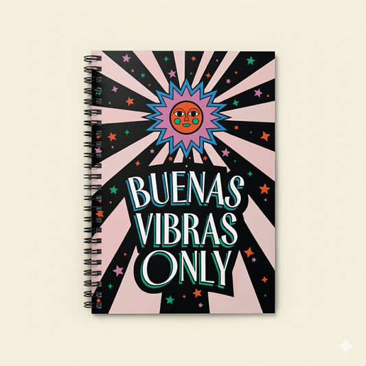 Buenas Vibras Only - Happy Sun Illustration Notebook