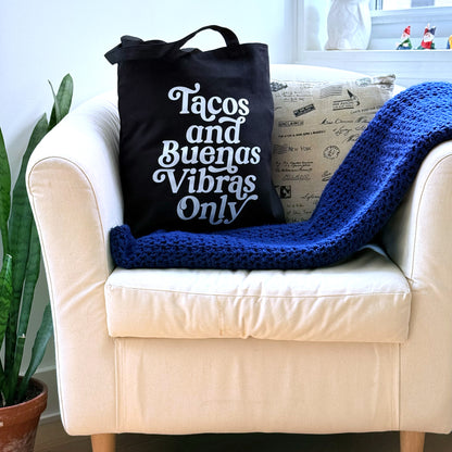 Tacos & Buenas Vibras Only - Minimalist Script Tote